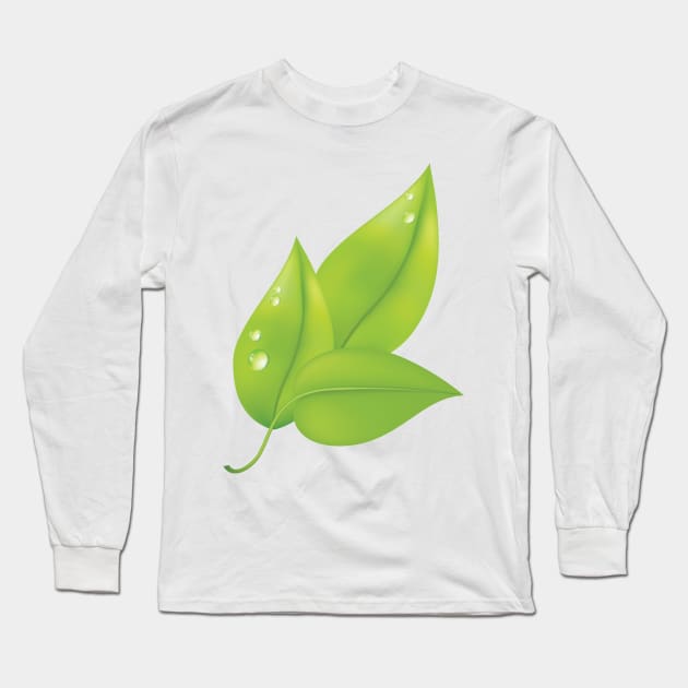 Morning Dew Leaf Long Sleeve T-Shirt by SWON Design